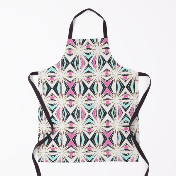 Item preview, White Crystals on Geometric Pattern - Pink White Turquoise and Black Background designed and sold by ckylin.