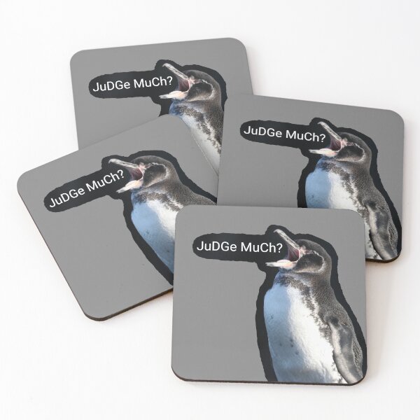 Item preview, Galapagos Penguin questions your judgements (Grey #808080 background) designed and sold by SBPenguins.