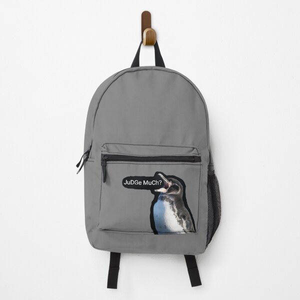 Item preview, Galapagos Penguin questions your judgements (Grey #808080 background) designed and sold by SBPenguins.