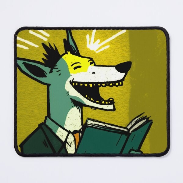 Item preview, Laughing dog reading green book designed and sold by NxtGenArt.