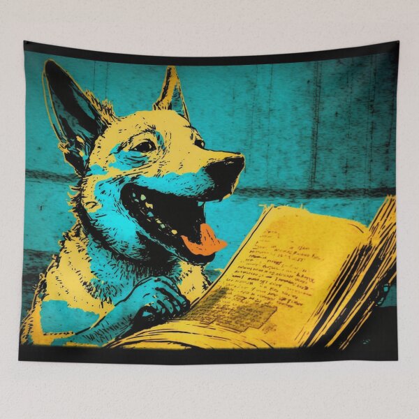 Item preview, Laughing dog reading newspaper designed and sold by NxtGenArt.
