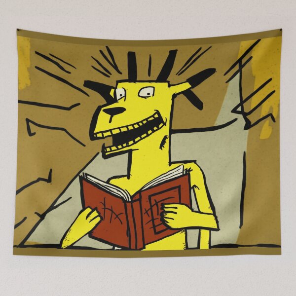 Item preview, VERY happy dog reading red book designed and sold by NxtGenArt.