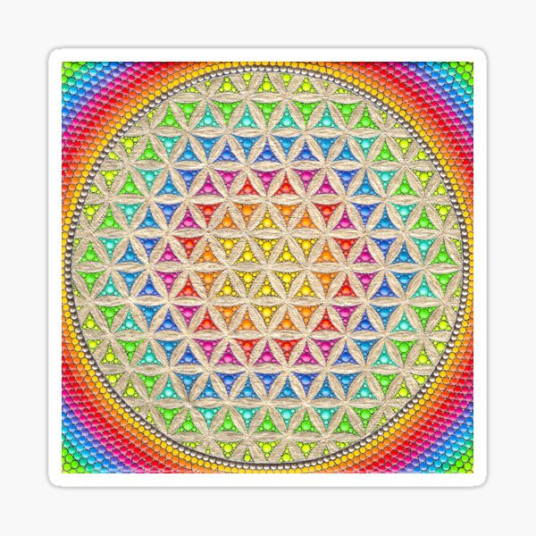 Rainbow flower of life painting Sticker