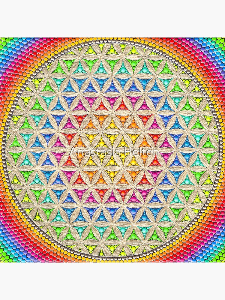 Rainbow flower of life painting by anastasiahelten