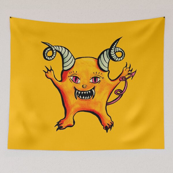 Item preview, Cute Weird Horned Little Devil Creature designed and sold by Boriana Giormova.