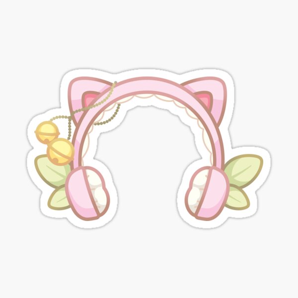 Cute Cozy Pink Gaming Console Cat Ears Headphones Sticker