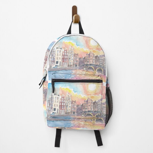 Item preview, Amsterdam Torensluis Bridge Canal Scene with Sun and Water designed and sold by artshop77.