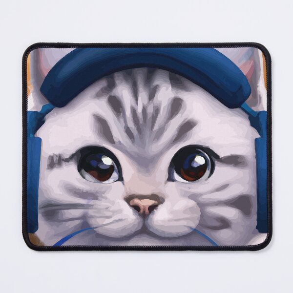 Item preview, Cute Cat With Blue Headphones designed and sold by ArtisticAllure1.