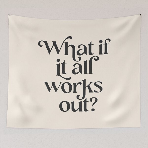 Item preview, What If It All Works Out in Black and Beige designed and sold by GraphicBicycle.