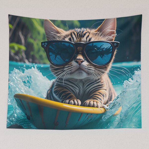 Item preview, A kitty surfing the waves designed and sold by magikman65.