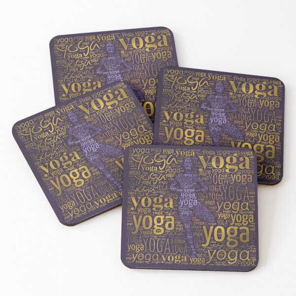 Item preview, Yoga Pattern around Asana in Gold and Purple designed and sold by k9printart.