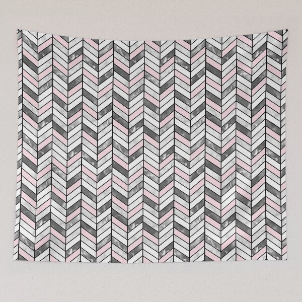 Item preview, Pink Grey Marble Herringbone Pattern designed and sold by inspirationzgal.