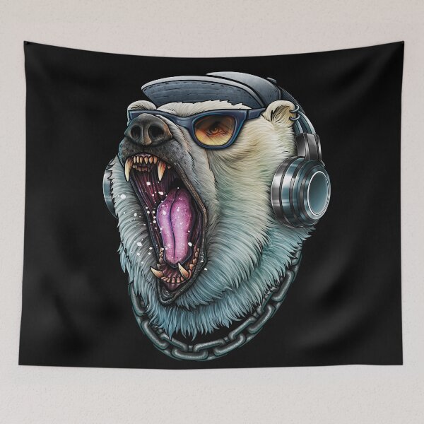 Item preview, Roaring Polar Bear Dj Wearing Headphones and sunglasses designed and sold by lillyrise.