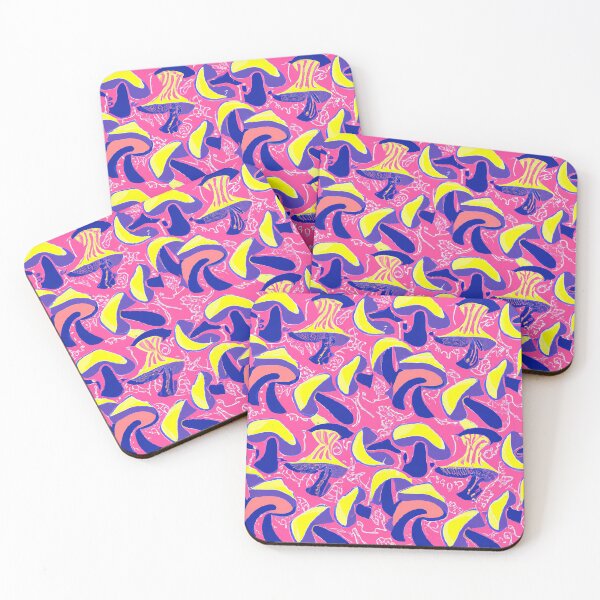Item preview, Pink painted colorful mushrooms designed and sold by HappyTrippy.