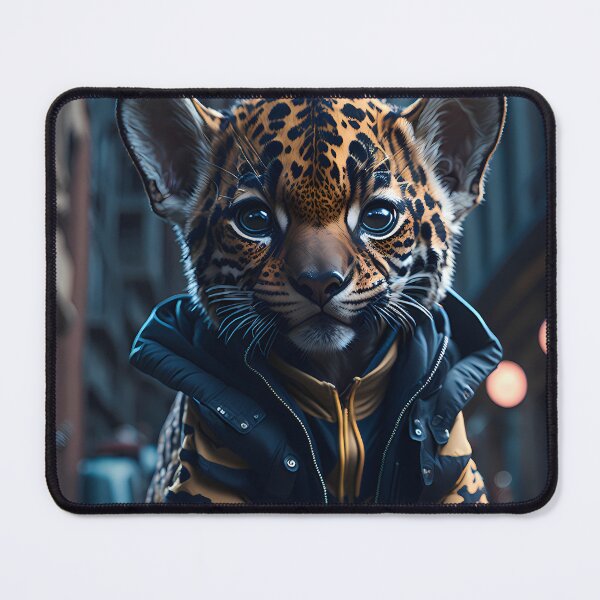 Item preview, A cute tiny hyper realistic baby jaguar, wearing hip hop clothes designed and sold by magikman65.