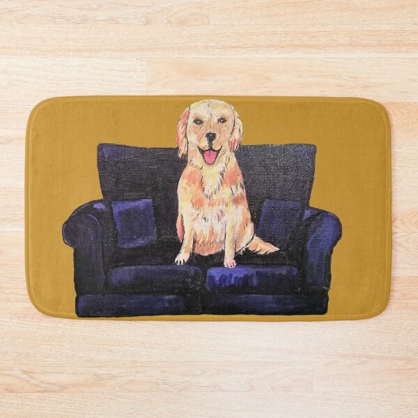 Item preview, Golden dog on sofa chair happy labrador retriever  designed and sold by MiowandMolly.