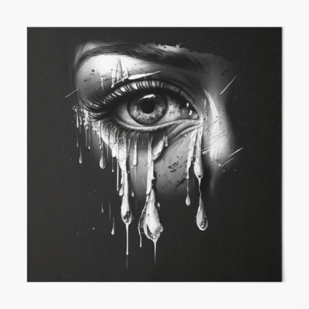 絵画 Sad Crying Eyes Black and white