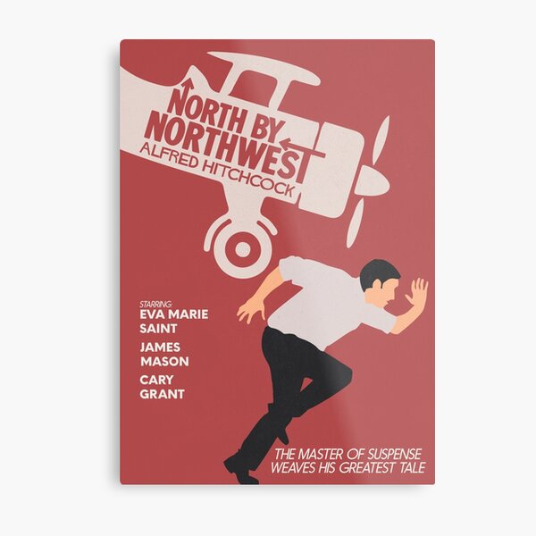 Norte a noroeste, película de Alfred Hitchcock, cartel de película minimalista, cine clásico, cartel alternativo Lámina metálica