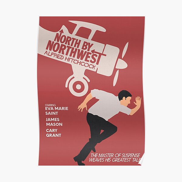 Norte a noroeste, película de Alfred Hitchcock, cartel de película minimalista, cine clásico, cartel alternativo Póster