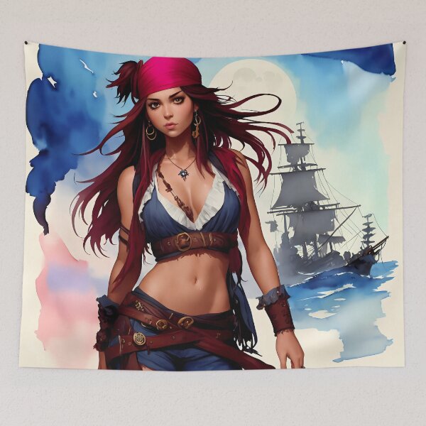 Item preview, Cute pirate girl ready to sail off designed and sold by magikman65.