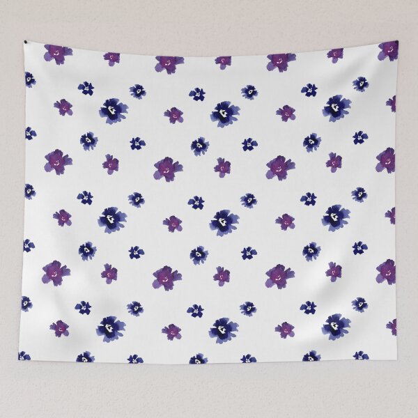 Item preview, Violet viola flower pattern a watercolor sketch designed and sold by Yana Mustafina | Boho Soulful Designs.
