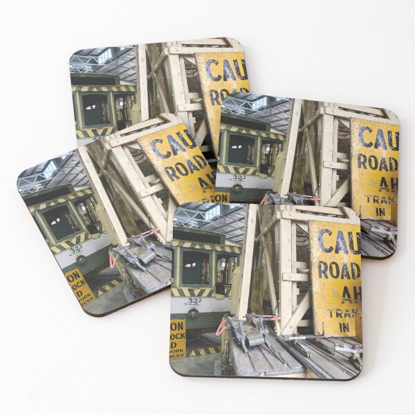Item preview, Caution Road Block Ahead Tram Vintage Signs designed and sold by Michael Voyler.