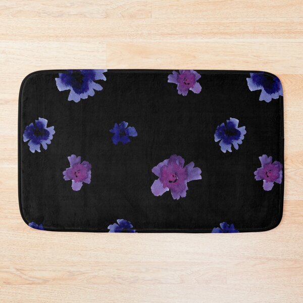 Aperçu de l'œuvre Violet viola flower black pattern a watercolor  créée et vendue par Yana Mustafina | Boho Soulful Designs.