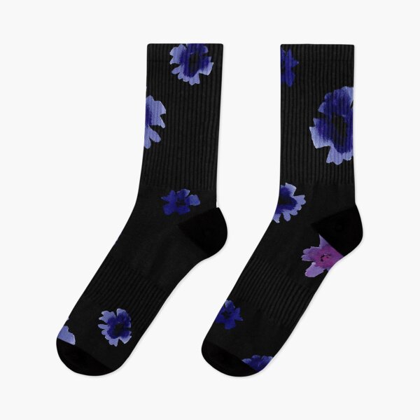 Item preview, Violet viola flower black pattern a watercolor  designed and sold by Yana Mustafina | Boho Soulful Designs.