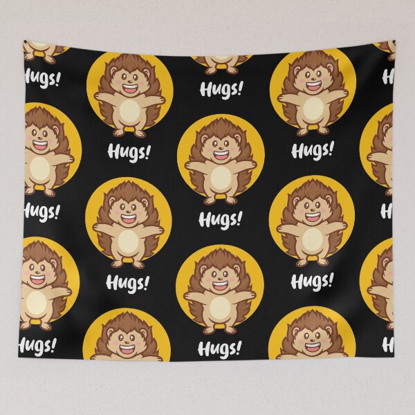 Item preview, Hugs! (I love hugs) funny humor hedgehog (on dark colors) designed and sold by messy-nessie.