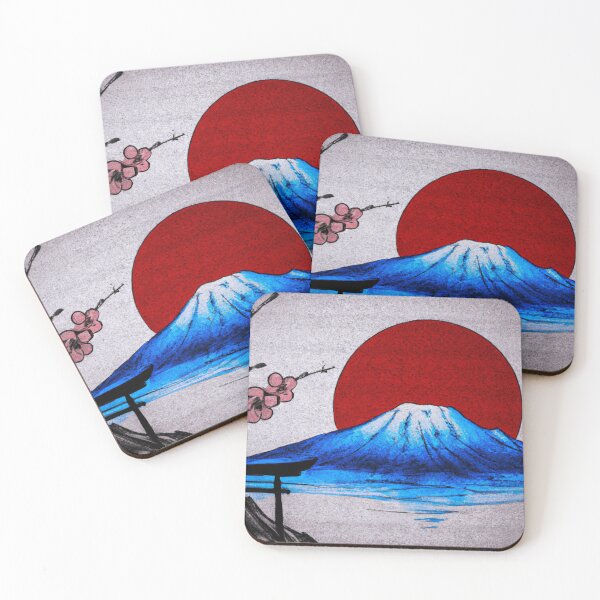 Artikelvorschau, "Harmonie der Elemente: Ein japanisches Tempeltor mit Kirschblüten, dem Berg Fuji und der aufgehenden Sonne" entworfen und verkauft von 9000MilesToHome.