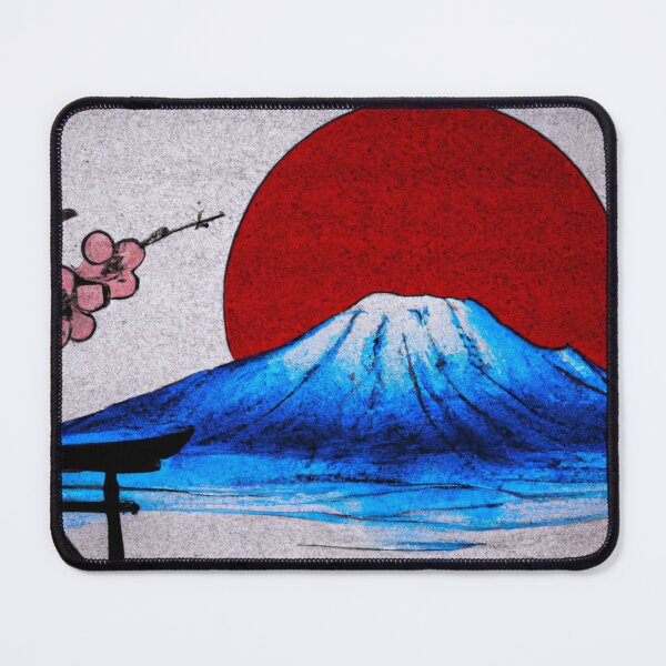 Item preview, "Harmony of Elements: A Japanese Temple Gate with Cherry Blossoms, Mount Fuji and Rising Sun" designed and sold by 9000MilesToHome.