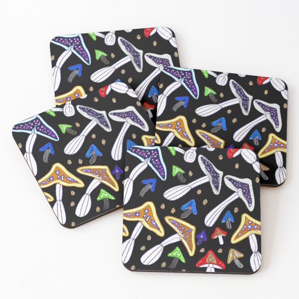 Item preview, Painted children's drawing colorful mushrooms designed and sold by HappyTrippy.