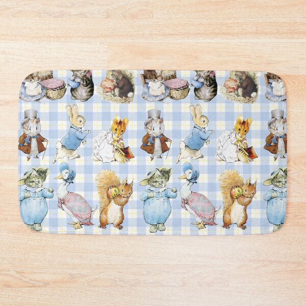 Item preview, Beatrix Potter characters on blue gingham pattern designed and sold by coolkatia.