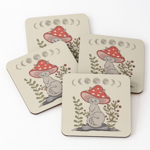Item preview, Cottagecore Aesthetic Cat With Mushroom Hat  designed and sold by gogo-jr.
