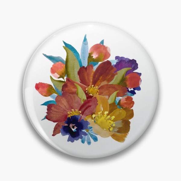 Item preview, Bouquet peony daisy violet floral a watercolor designed and sold by Yana Mustafina | Boho Soulful Designs.