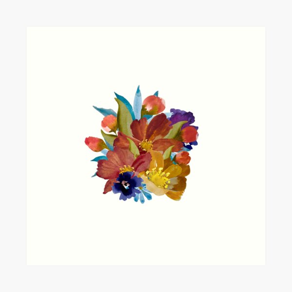 Item preview, Bouquet peony daisy violet floral a watercolor designed and sold by Calligramus | Self-Love, Mental Health & Soft Feminism Design.