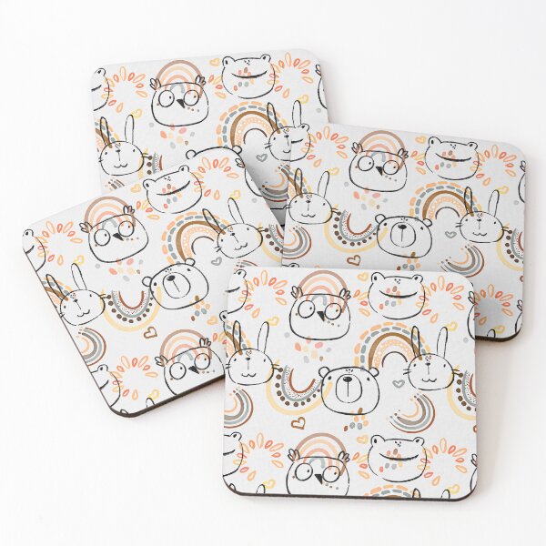Item preview,  Bird, Bear, Rabbit, Frog and Rainbow Cute Pattern designed and sold by CaglaCokgezen.