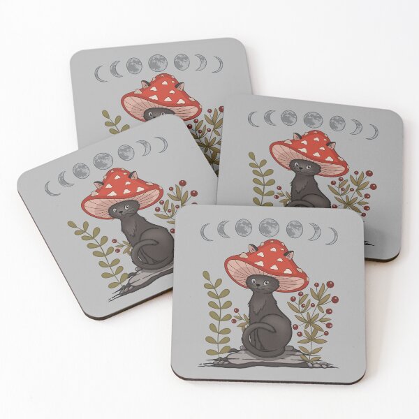 Item preview, Cottagecore Aesthetic Cat With Mushroom Hat  designed and sold by gogo-jr.
