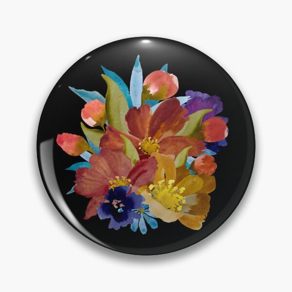 Item preview,  Bouquet peony daisy violet floral a watercolor black designed and sold by Yana Mustafina | Boho Soulful Designs.