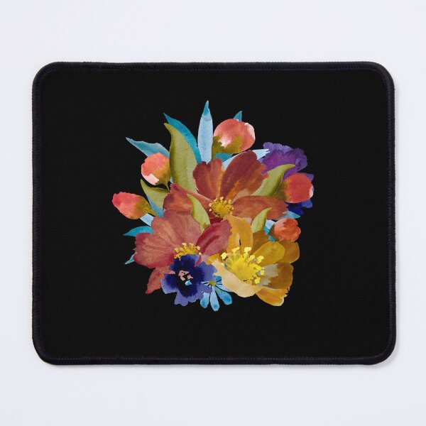 Item preview,  Bouquet peony daisy violet floral a watercolor black designed and sold by Yana Mustafina | Boho Soulful Designs.