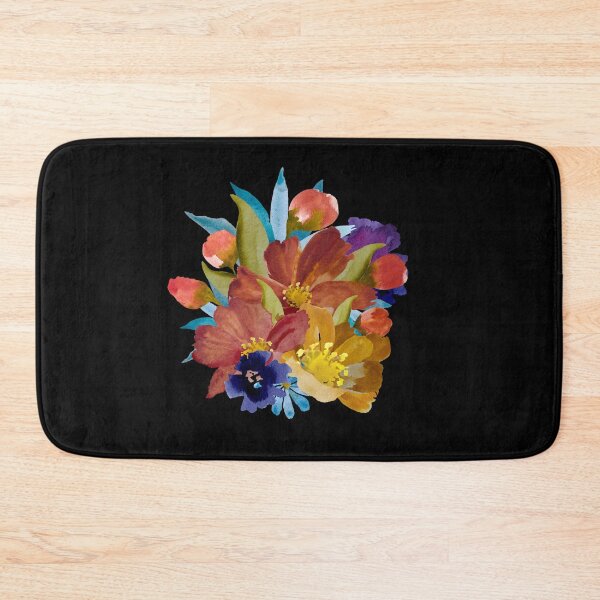 Item preview,  Bouquet peony daisy violet floral a watercolor black designed and sold by Yana Mustafina | Boho Soulful Designs.