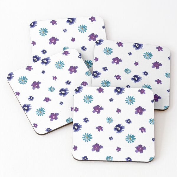 Artikelvorschau, Violet viola dark blue daisy pattern watercolor entworfen und verkauft von Yana Mustafina | Boho Soulful Designs.