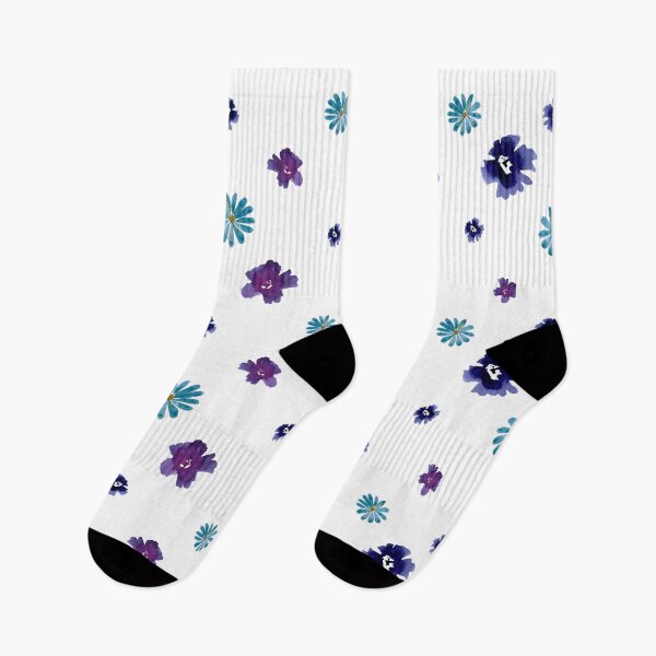 Item preview, Violet viola dark blue daisy pattern watercolor  designed and sold by Yana Mustafina | Boho Soulful Designs.