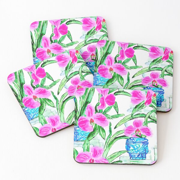Item preview, Orchids in chinoiserie jars seamless watercolor pattern designed and sold by coolkatia.