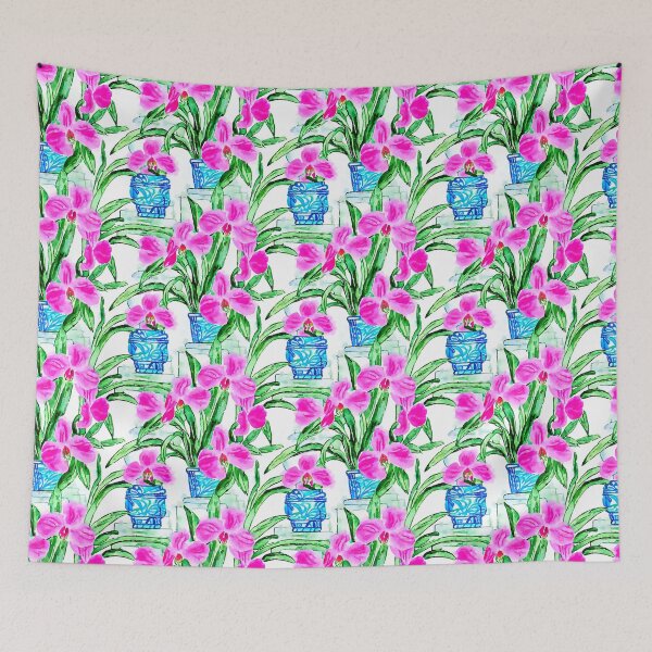 Item preview, Orchids in chinoiserie jars seamless watercolor pattern designed and sold by coolkatia.