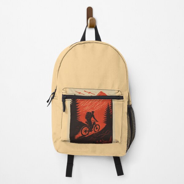 Item preview, Riding with Passion: A Bold Bikepacking vintage Illustration in Shades of Red designed and sold by EmeraldeaArt.