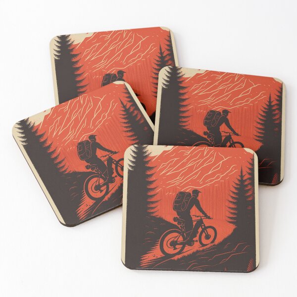 Item preview, Riding with Passion: A Bold Bikepacking vintage Illustration in Shades of Red designed and sold by EmeraldeaArt.