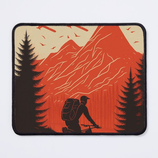 Item preview, Riding with Passion: A Bold Bikepacking vintage Illustration in Shades of Red designed and sold by EmeraldeaArt.