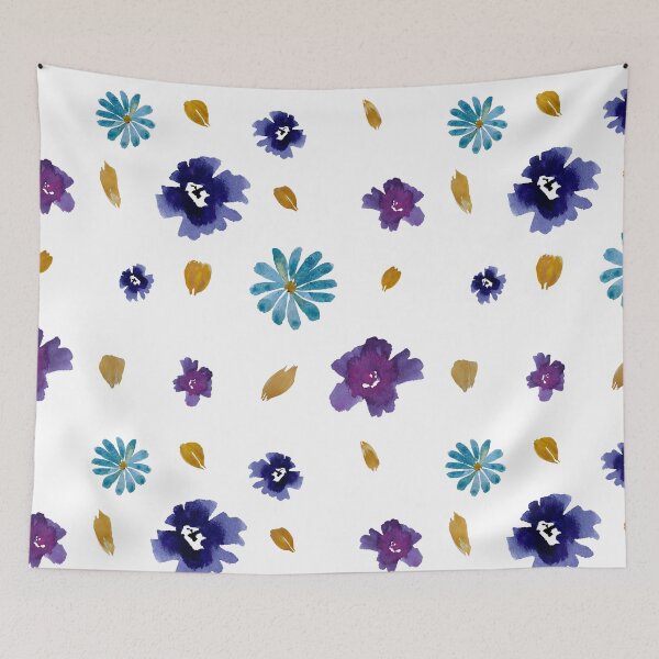 Item preview, Violet daisy flower peony petal pattern watercolor designed and sold by Yana Mustafina | Boho Soulful Designs.