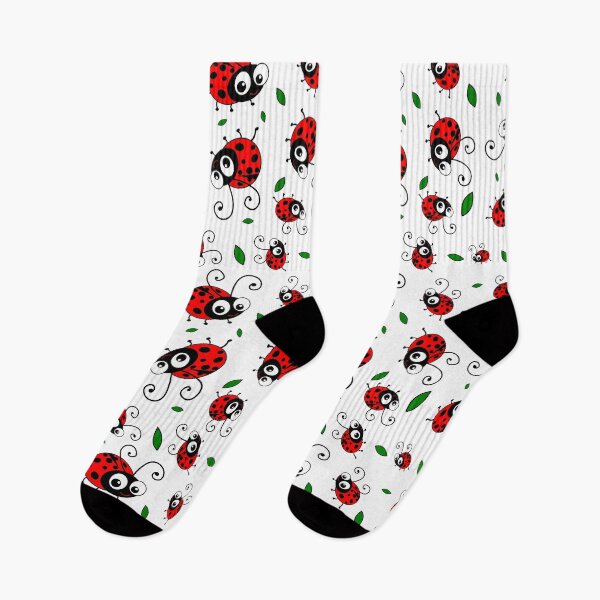 Item preview, Cute Ladybug Pattern - Red and Black Ladybirds & Leaves on White designed and sold by inspirationzgal.